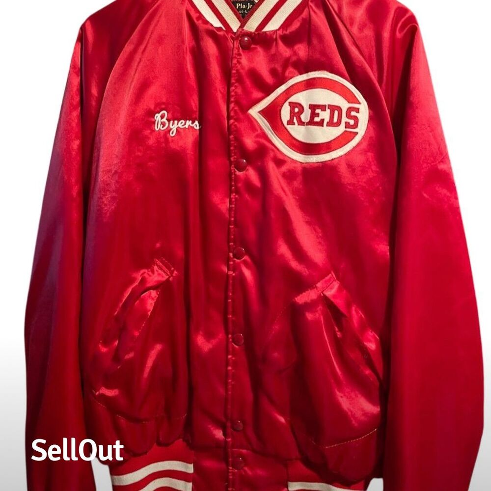 Vintage Cincinnati Reds Satin Jacket MLB Baseball Size L Red